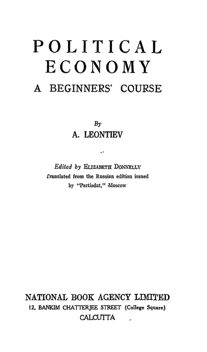 Political Economy A Condensed Course Study Commune